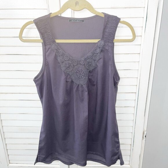 Velvet Brand Tank Top Crochet Gray Purple Med Y2K - Picture 1 of 4
